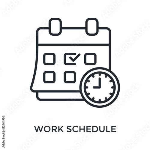 Work Schedule Icon Outline Style. Vector Illustration For Graphic Design