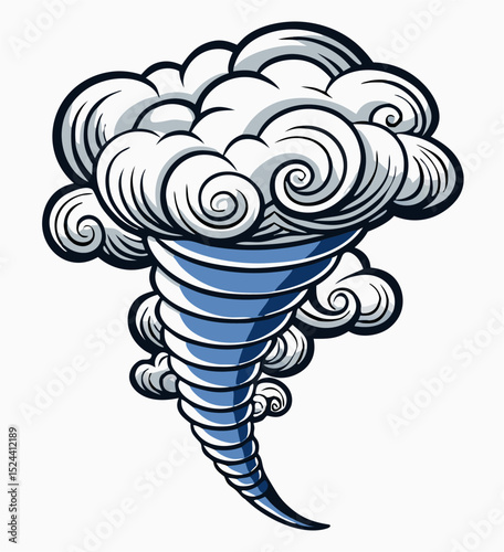 Cartoon Tornado Illustration, Whirlwind Clipart, Cyclone Drawing