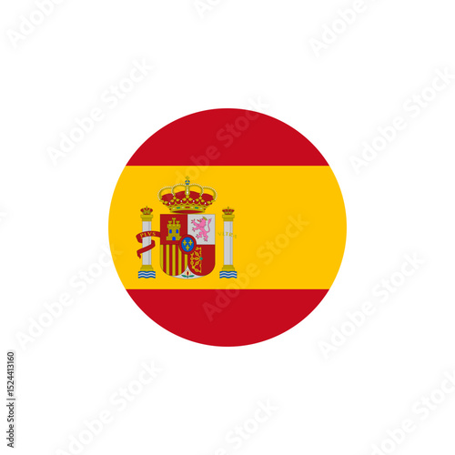 Round Spain flag icon, Spain Flag Vector in Round symbol. National flag of Spain