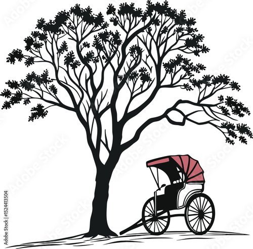 Vintage white silhouette of a bicycle with flowers, an isolated antique transport wheel