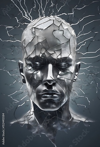A Surreal Illustration of a Human Head, Mental Health Theme