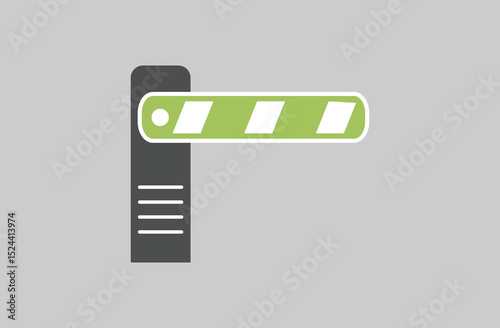 Traffic or parking control gate. Car security barrier gate icon sign. parking barrier icon illustration. Parking barrier gate isolated on grey background. Eps file 104.