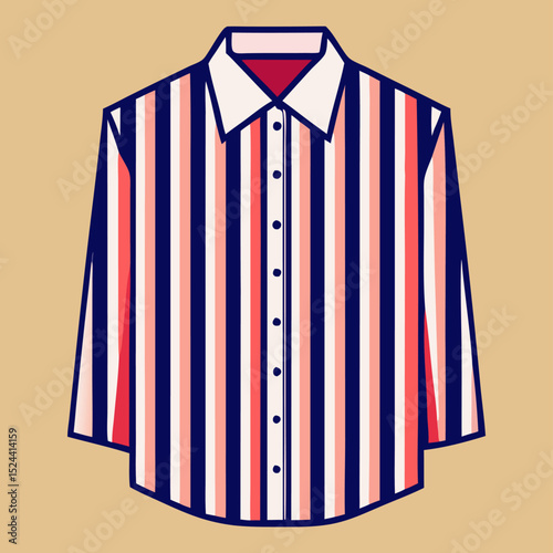 Vertical Striped Long Sleeve Button-Down Shirt