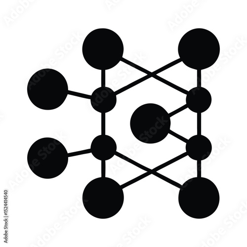 Neural network artificial intelligence machine learning concept representation black and white illustration