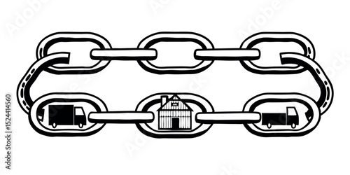 Isolated shiny metallic chain link connection