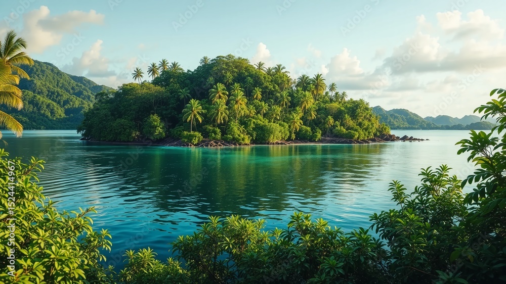 Fototapeta premium Lush Grove Isle Oasis - Tropical Island Paradise