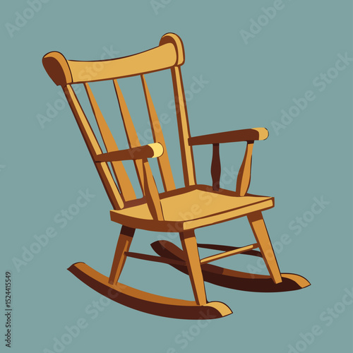 Wooden Rocking Chair Illustration, Home Decor, Vintage Style