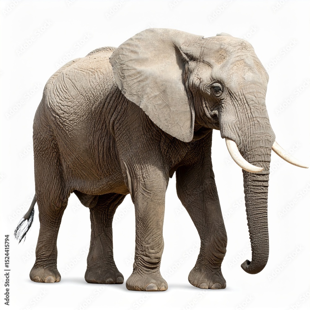 Obraz premium Wild elephant over white background