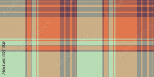 Subtle autumnal plaid pattern in muted orange, beige, and mint green.  Perfect for textile design, website backgrounds, or fallthemed projects.
