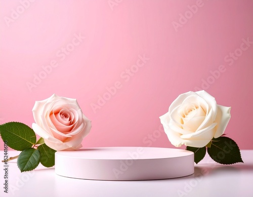 ose Flower in Studio Light with Pink Background 
