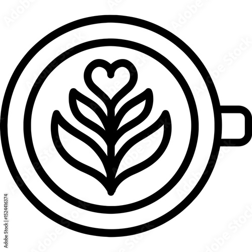 Minimalist latte art icon top view
