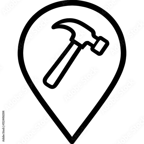 Minimal hammer in location pin graphic