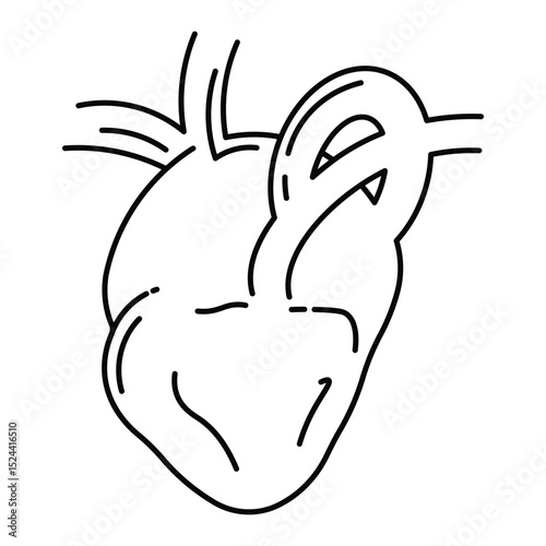 Heart Human body line editable icons set, illustration in modern thin line style of human anatomy icons. Organs, body parts, skeleton parts, Pictogram and infographics for mobile. Isolated on White