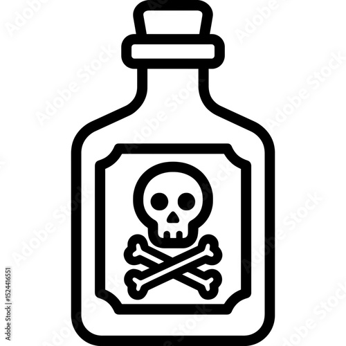 Vector outline of pirate rum bottle design
