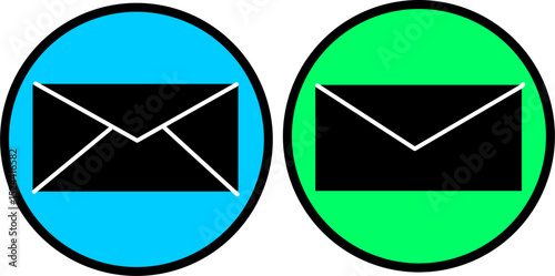 Vector icons of email – open and closed envelope styles