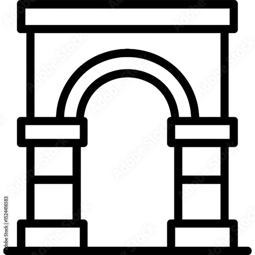 Black line icon of semicircular arch design