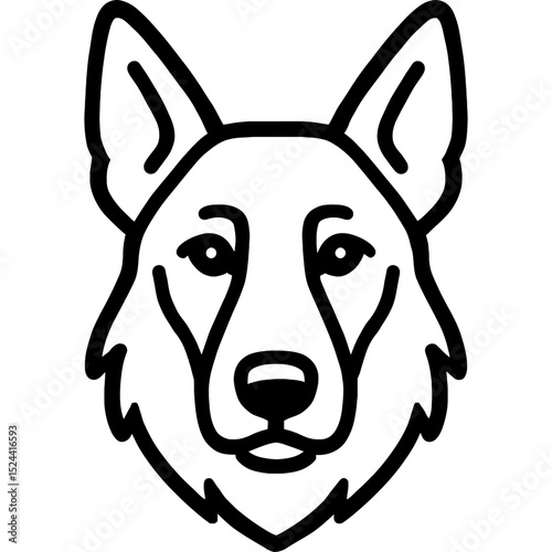 Bold line art icon of german shepherd head