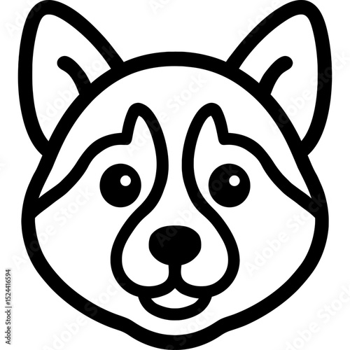 Bold line vector icon of husky puppy