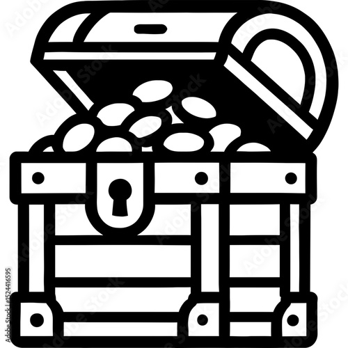 Bold line icon of a wooden treasure chest