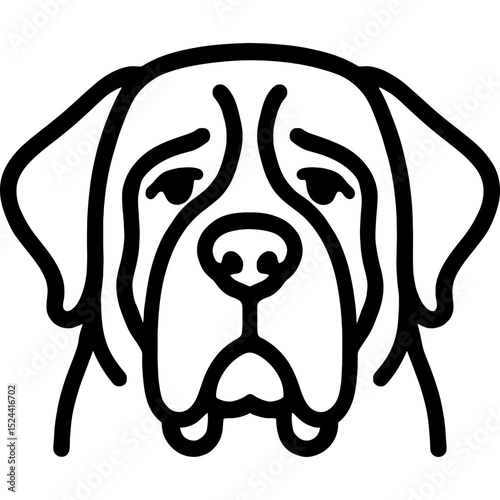 Saint Bernard head outline icon in vector style