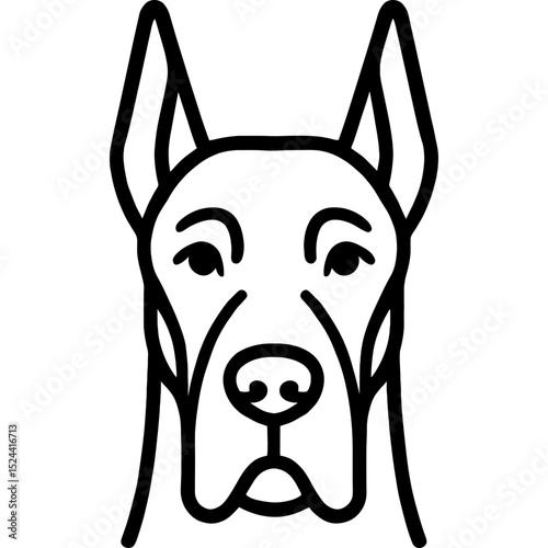 Great Dane head outline icon in vector style