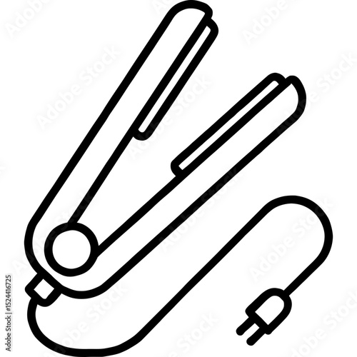 Minimalist hair straightener icon design