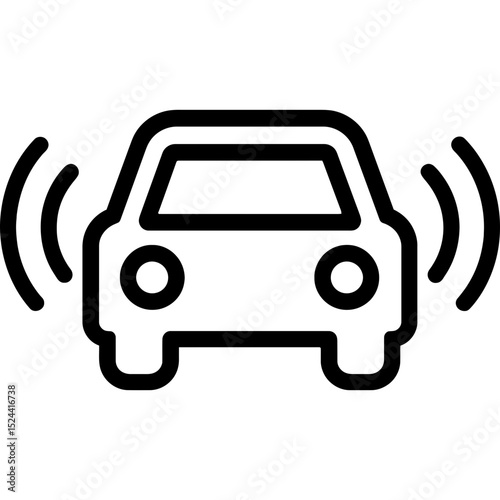 Minimalist car alarm icon with sound waves