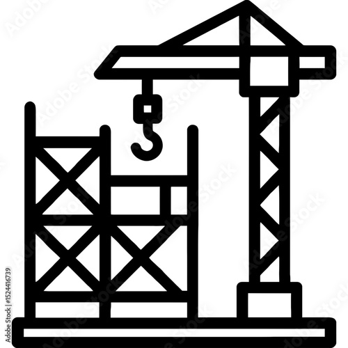 Minimalist icon of scaffolded building site