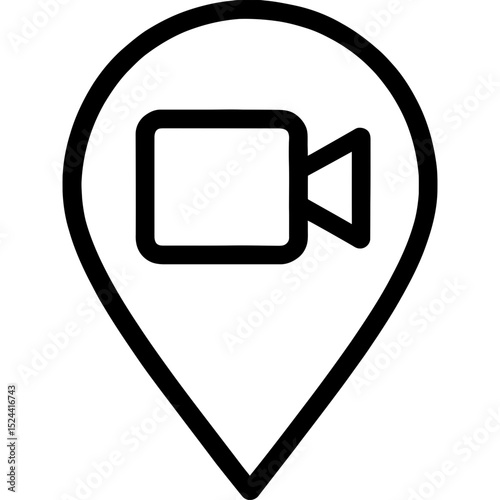 Minimalist video camera location pin icon