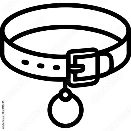 Minimal pet collar icon with buckle and tag