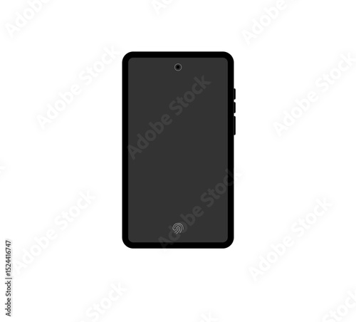 Smartphone vector icon for background graphic design. Modern black vector illustration of mobile gadget in flat style. Phone display with white screen isolated on white background. 