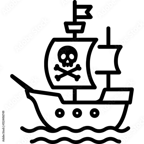 Minimalist pirate ship icon design