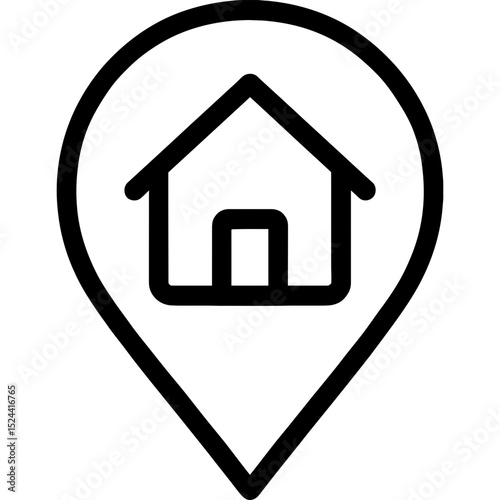Minimalist location pin with house icon
