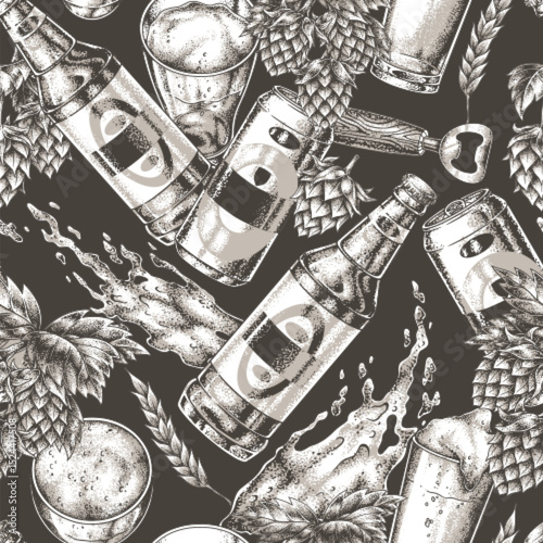 Craft beer and brewing elements in detailed design