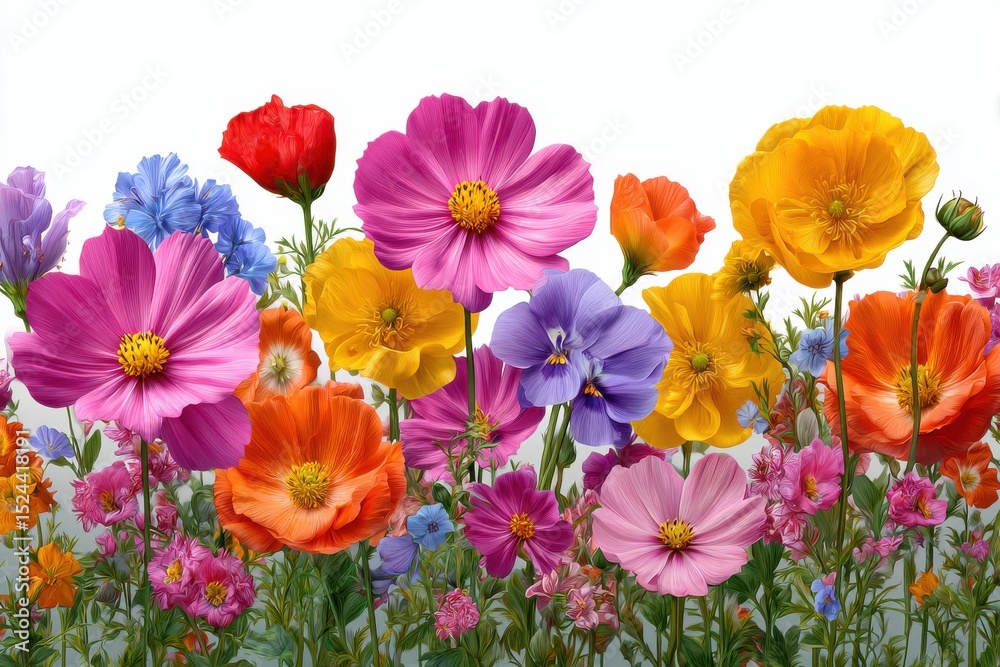 Obraz premium Vibrant colorful flower bouquet isolated on white background