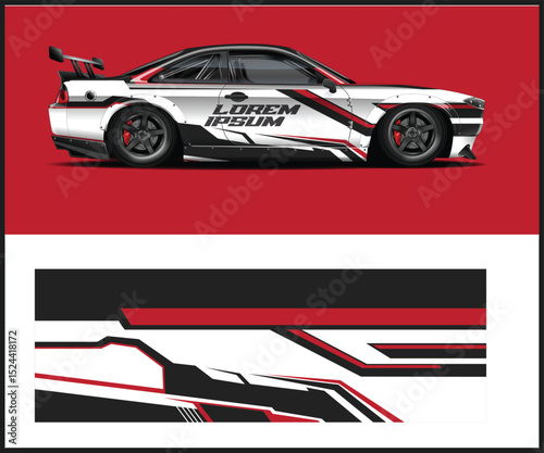 Customizable Red Black White Sports Car Wrap Design