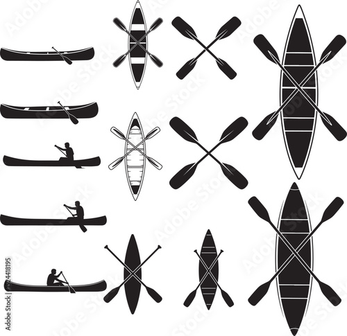 Canoes and Paddles icon vector illustration