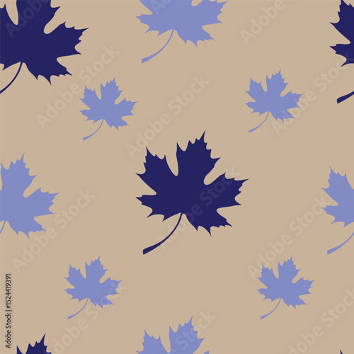A cheerful repeating pattern featuring various shades of blue leaves scattered across a soft light background. This lively design is perfect for textiles, home decor, and any creative project that see