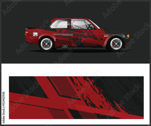 Red and Black Race Car Wrap Design Template