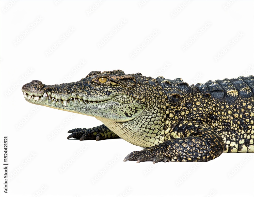 Fototapeta premium Wild crocodile or alligator over white background
