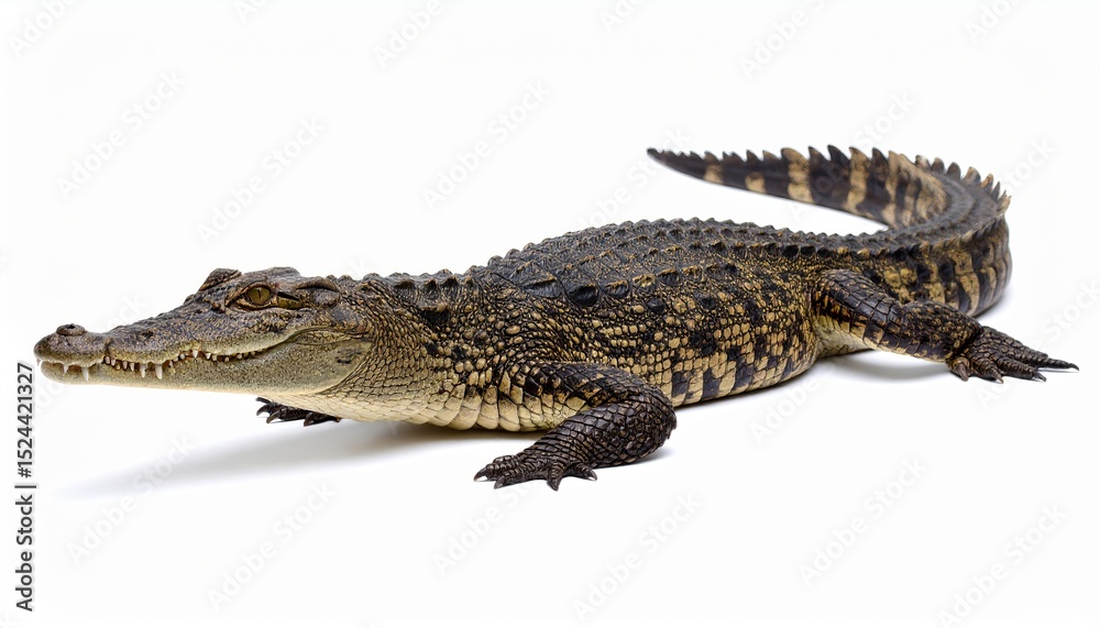 Fototapeta premium Wild crocodile or alligator over white background