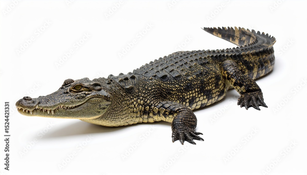 Fototapeta premium Wild crocodile or alligator over white background