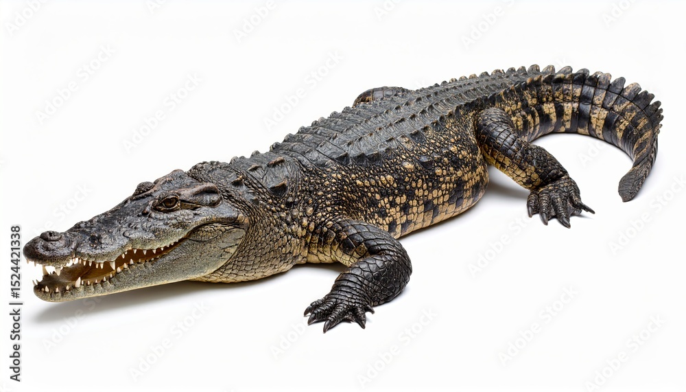 Naklejka premium Wild crocodile or alligator over white background