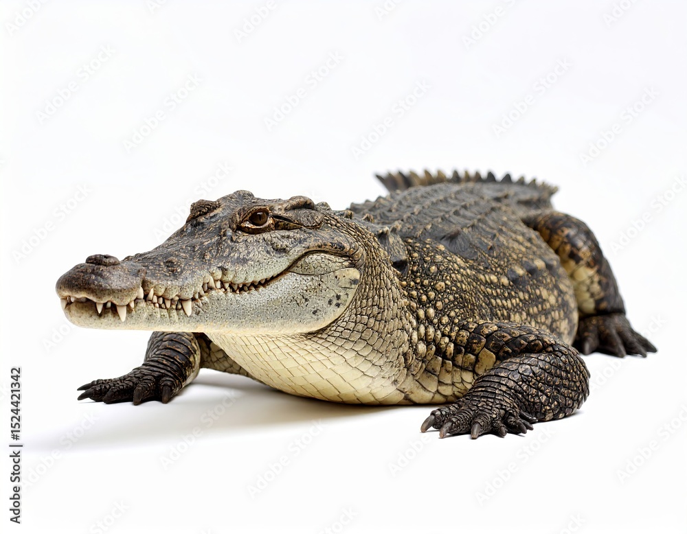 Fototapeta premium Wild crocodile or alligator over white background