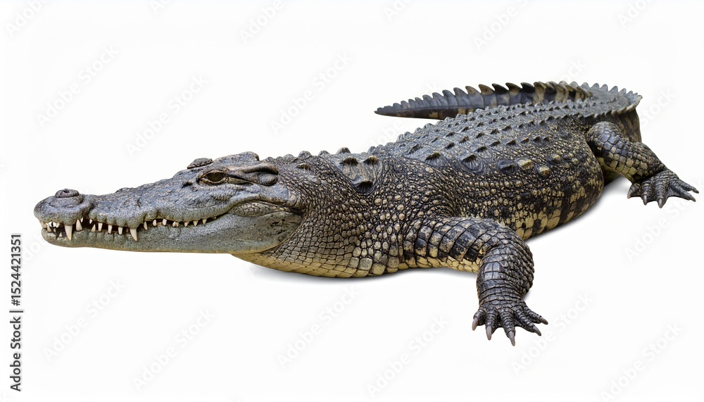 Fototapeta premium Wild crocodile or alligator over white background