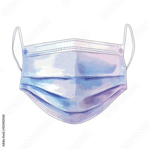 Watercolor Style Surgical Mask with Ear Loops and Textured Surface