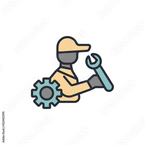 technician icon collection .design style with background