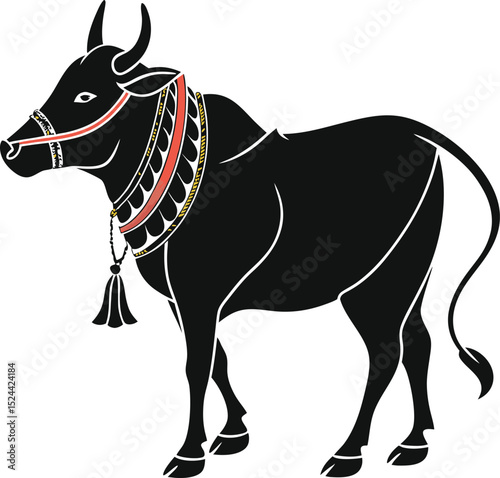 Here's a suitable sentence:

Cute black and white farm animal vector illustration of a horse head silhouette alongside cattle and goat mammals