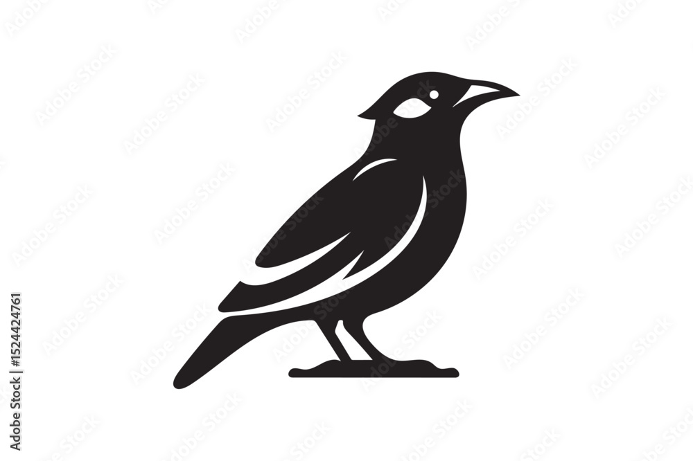 Obraz premium Mynah icon silhouette on white background .
