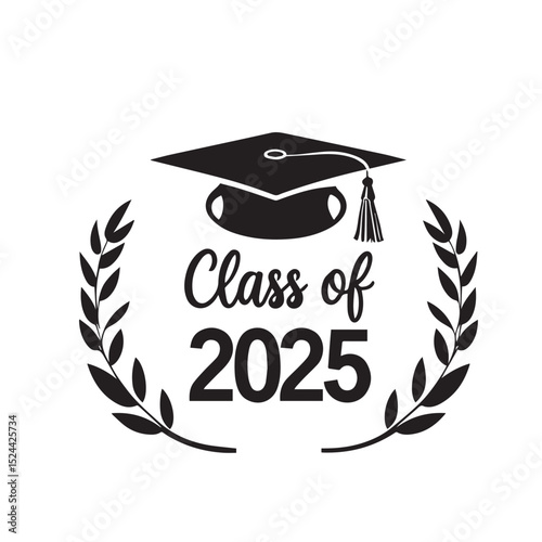 Class of 2025 graduation cap laurel wreath design
